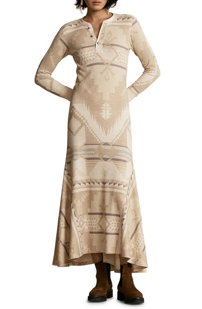 Polo Ralph Lauren Long Sleeve Cotton Henley Dress In Bn Print