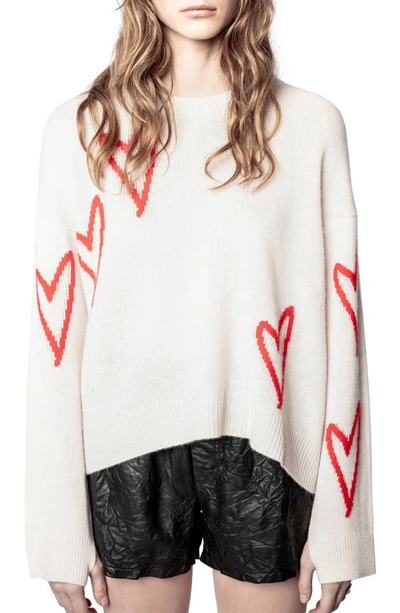 ZADIG & VOLTAIRE MARKUS HEART CASHMERE SWEATER