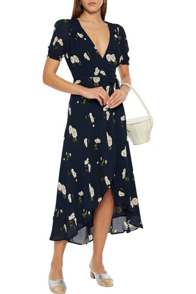 REFORMATION BONNIE FLORAL-PRINT CREPE MIDI WRAP DRESS