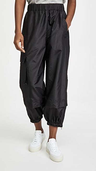 TIBI CRISPY NYLON PULL ON JOGGERS BLACK