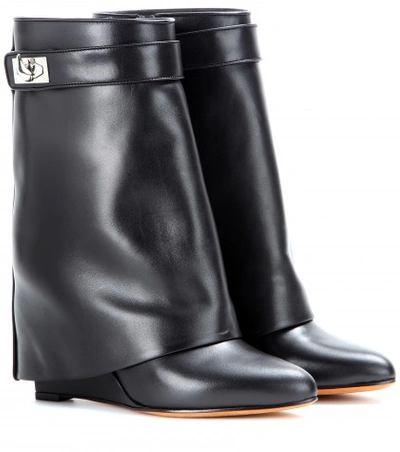 GIVENCHY Tria Leather Wedge Calf Boots