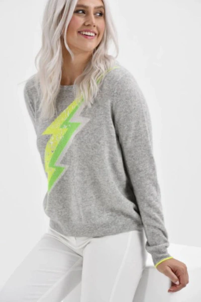 Shop Brodie Cashmere Stormy Foil Lightning Bolt Sweater Grey