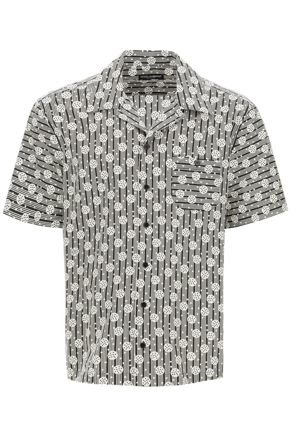 Shop Dolce & Gabbana Hawaii Shirt With Print In Pois Righe Fdo Nero