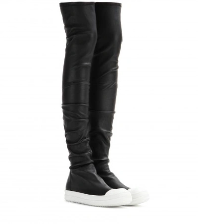 RICK OWENS Leather Over-The-Knee Boots