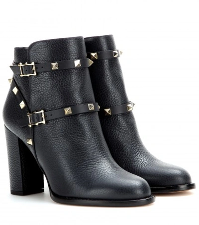 VALENTINO GARAVANI Rockstud Leather Ankle Boots