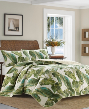 Full Queen Quilt Set Bedding In Palm Green, Tommy Bahama Palmiers 3 Piece Duvet Cover Set