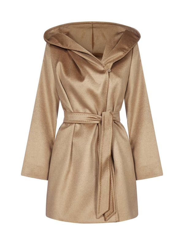 max mara studio hooded belted coat