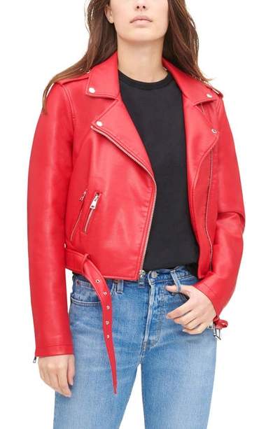 LEVI'S FAUX LEATHER FASHION BELTED MOTO JACKET