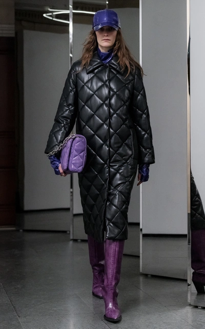 STAND STUDIO WOMEN'S DOROTHEA FAUX LEATHER DIAMOND QUILTED COAT