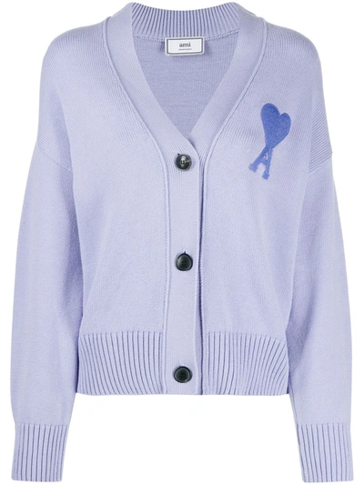 Ami Alexandre Mattiussi Ami De Coeur Cardigan In Purple