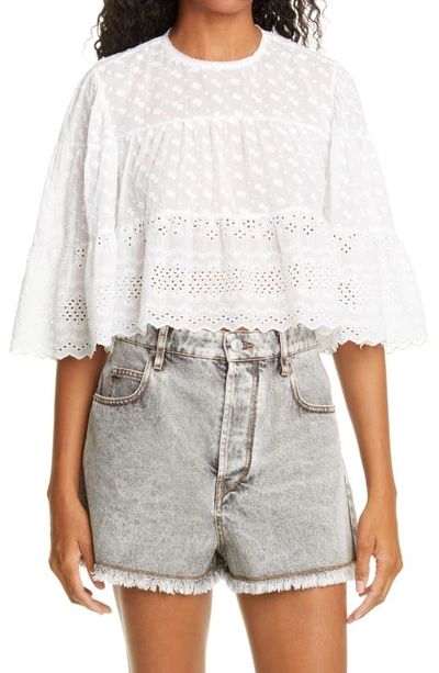 ISABEL MARANT ÉTOILE ISABEL MARANT ETOILE TEVIKA EMBROIDERED COTTON CROP TOP