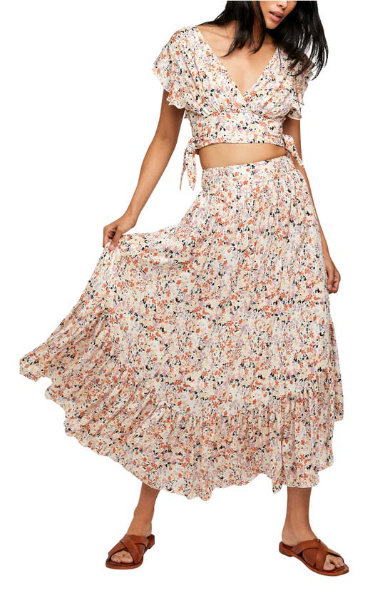 pretty daze floral crop top & midi skirt