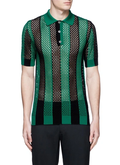 PAUL SMITH Stripe Open Knit Polo Shirt