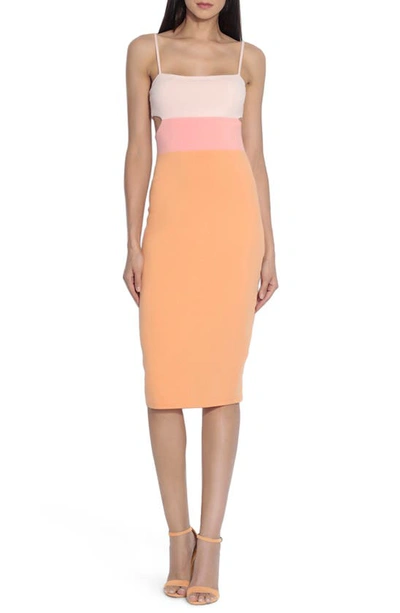Shop Susana Monaco Colorblock Sleeveless Cutous Midi Dress In Creamsicle