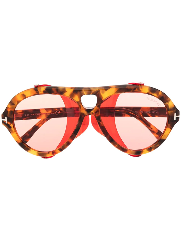 Shop Tom Ford Neughman Aviator Frame Sunglasses In Brown