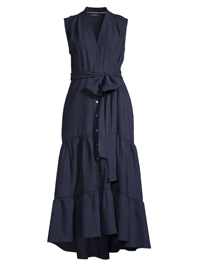 Kobi Halperin Women's Anna Tiered Linen-blend Midi Dress In Midnight Blue