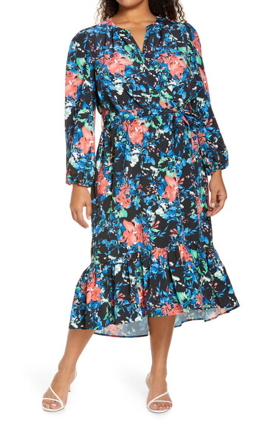 charles henry floral wrap dress