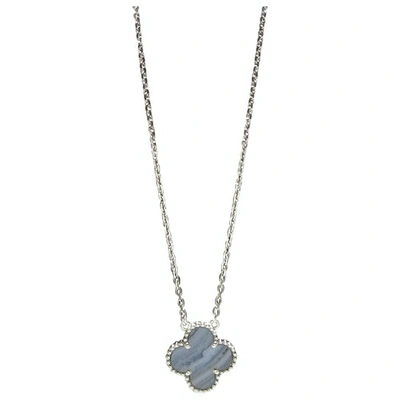 VAN CLEEF & ARPELS VINTAGE ALHAMBRA SILVER WHITE GOLD NECKLACE