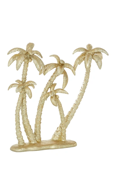 WILLOW ROW GOLDTONE POLYRESIN PALM TREE SCULPTURE