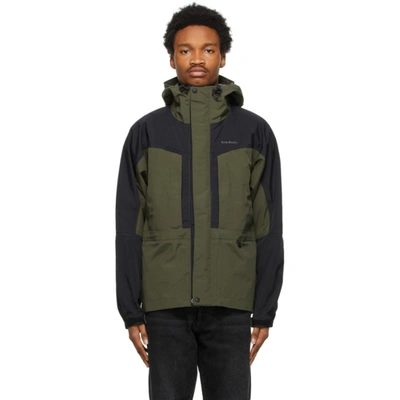 Acne Studios Khaki & Green Color Block Jacket In Cedar Green