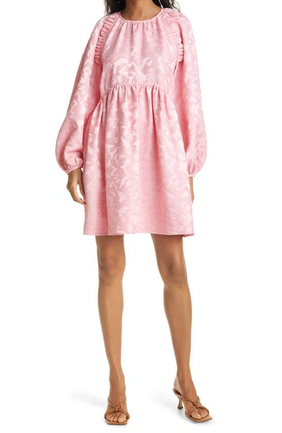 STINE GOYA KELLY DISTORTION LONG SLEEVE JACQUARD BABYDOLL DRESS