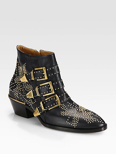 CHLOÉ Suzanna Studded Leather Ankle Boots
