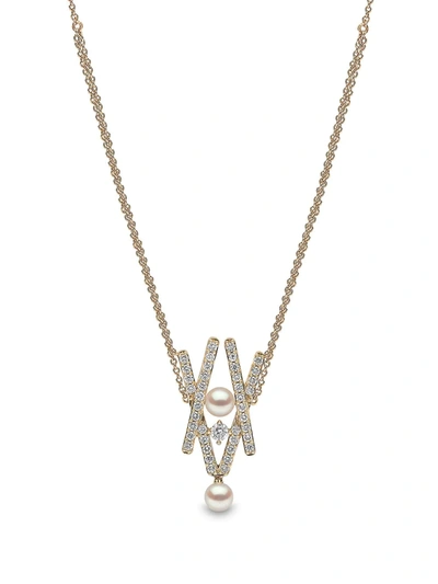 YOKO LONDON 18KT YELLOW GOLD SLEEK AKOYA PEARL DIAMOND PENDANT NECKLACE