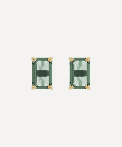 SUZANNE KALAN SUZANNE KALAN 14CT GOLD EMERALD CUT GREEN ENVY TOPAZ STUD EARRINGS
