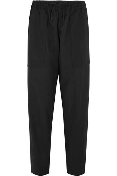 JOSEPH Astrid satin-trimmed stretch-wool wide-leg pants