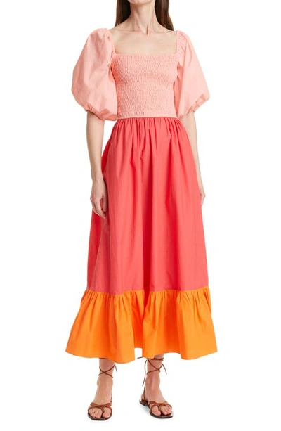 RHODE ELOISE SMOCK BODICE COTTON MAXI DRESS