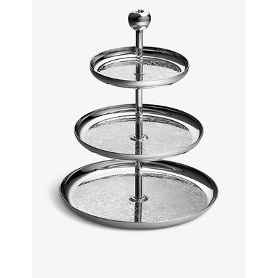 CHRISTOFLE JARDIN D'EDEN THREE-TIERED SILVER-PLATED DESSERT STAND 23.2CM