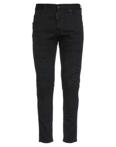 DSQUARED2 DSQUARED2 MAN JEANS BLACK SIZE 38 COTTON, ELASTANE