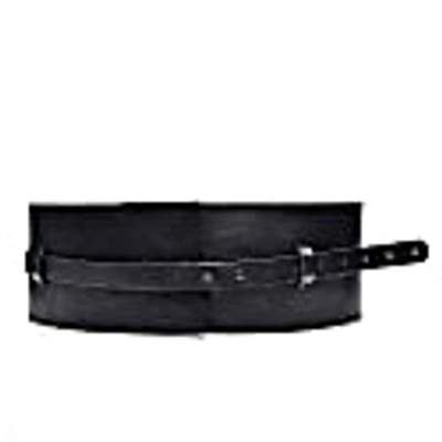 PLIK WOMEN'S DOUBLE WIDE CORSET LEATHER BELT BLACK