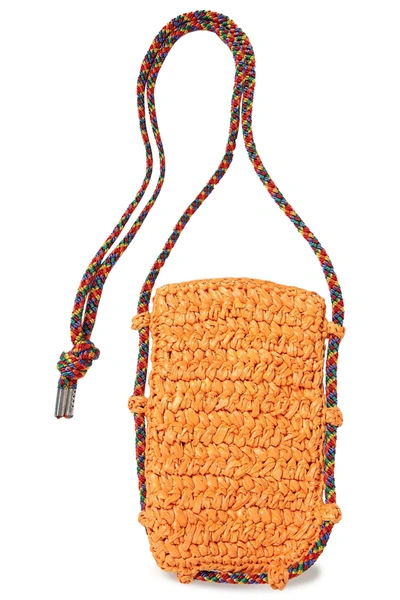 M MISSONI LOGO-APPLIQUÉD FAUX RAFFIA PHONE BAG