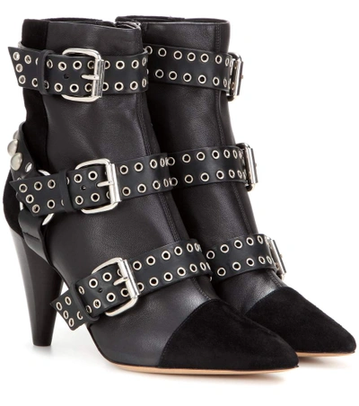 ISABEL MARANT Lysett embellished leather and suede ankle boots