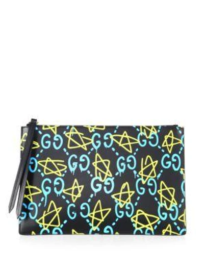 GUCCI WOMEN'S GHOST GG LEATHER POUCH