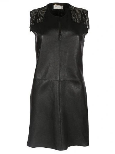 SAINT LAURENT Saint Laurent Fringed Leather Mini Dress