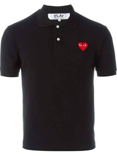 COMME DES GARÇONS PLAY COMME DES GARÇONS PLAY EMBROIDERED HEART POLO SHIRT - BLACK