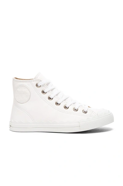 CHLOÉ CHLOE LEATHER KYLE SNEAKERS IN WHITE