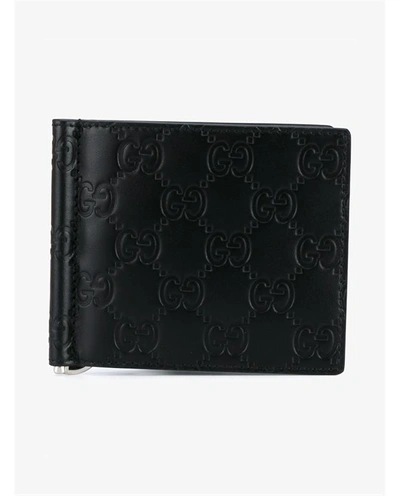 GUCCI Logo Embossed Leather Wallet