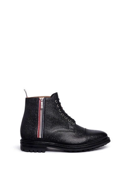THOM BROWNE Pebble leather commando boots