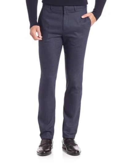 THEORY Slim-Fit Micro Grid Trousers