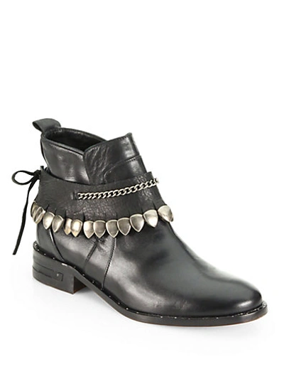 FREDA SALVADOR Star Leather Studded-Fringe Welt Ankle Boots