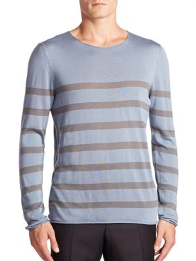 GIORGIO ARMANI Striped Cotton, Silk & Cashmere Sweater