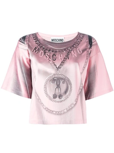 MOSCHINO MOSCHINO TROMPE-L'OEIL BACKPACK T-SHIRT - PINK