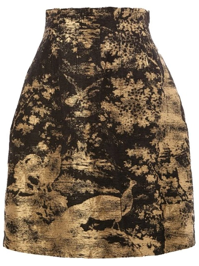 OSCAR DE LA RENTA floral brocade skirt