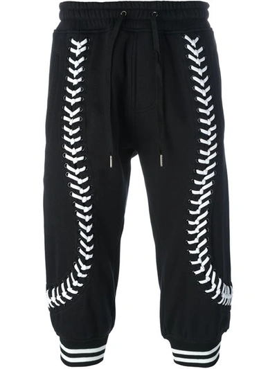 KTZ KTZ LACED UP CROPPED TROUSERS - BLACK