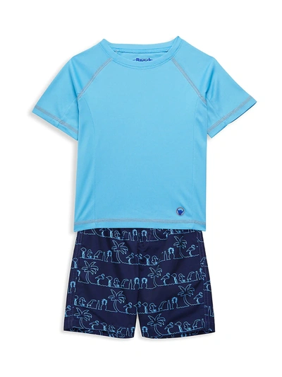 BEACH BROS LITTLE BOY'S 2-PIECE RASHGUARD & PRINT SWIM SHORTS SET