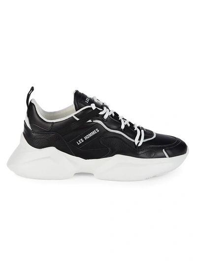 LES HOMMES MEN'S LOW-TOP LEATHER CHUNKY SNEAKERS