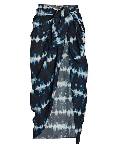 ULLA JOHNSON PAZ TIE-DYE PAREO SKIRT